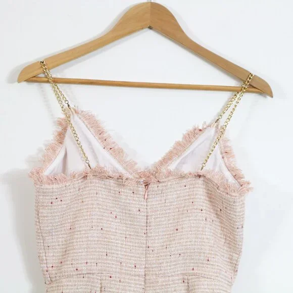 *SHEIN Lavender Dress for Women Surplice Neck Chain Straps Tweed Cami Romper - Picture 8 of 8